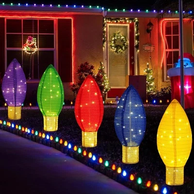 Pack de 5 Grandes Iluminados Exterior Navidad Rojo, Azul, Verde, Morado, Dorado  Foto 1 de 4