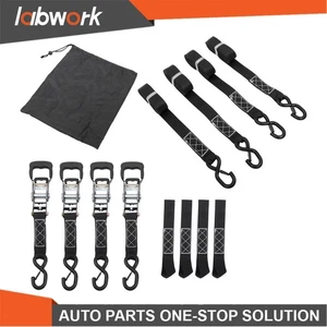 Labwork 4 Pack Ratchet Tie Down Straps 1.6In x 15Ft Break Strength 5208lbs Black - Picture 1 of 17