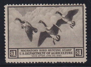E4313: US #RW3 Mint, OG, F-VF, LH, crease; CV $150 H - Picture 1 of 2