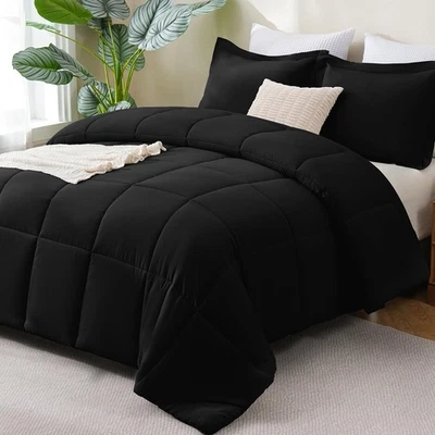 Twin/Twin XL Comforter Set Black - 2 Pieces Box Stitched Twin Bed Set for Tee... - Image 1 of 4