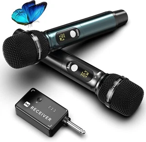 Wireless Microphones, Professional UHF Dual Wireless Microphone with 240 ft - Picture 1 of 7