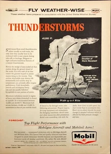 Mobil Oil Mobilgas Thunderstorms Fly Weather-Wise Vintage Print Ad 1958 - Picture 1 of 6