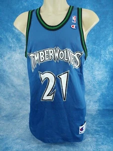 Vintage 90's Champion Basketball Jersey Minnesota Timberwolves Kevin Garnett #21 - Picture 1 of 15