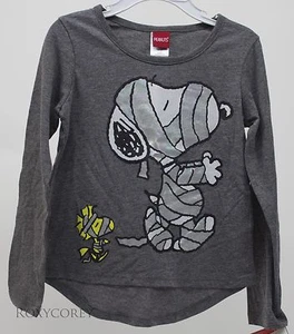 Peanuts Girls Gray Snoopy & Woodstock Long Sleeve Tee Shirt XSmall 4-5 NWT - Picture 1 of 1