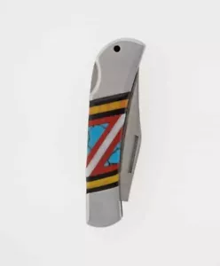Mehrfarbiges Inlay-Messer von Zuni Artists von Leslie & Gladys Lamy - Bild 1 von 1