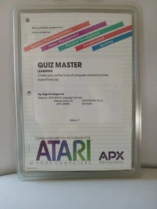 Quiz Master -Atari 400/800/LX/XE Disk w/Manual APX-20081 NOS Plastic Cover - Picture 1 of 2