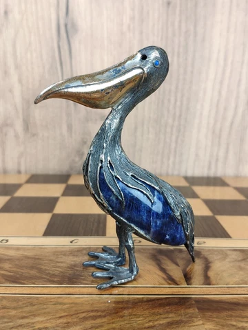 RARE Vintage 925 Silver Miniature Pelican Figurine Signorini Luigi Cover