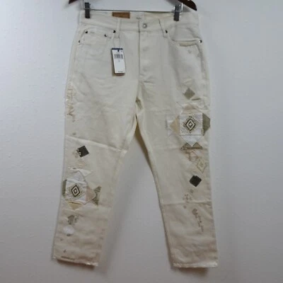 Pantalones de mezclilla Polo Ralph Lauren Boyfriend para mujer talla 30 marfil retazos cuentas Avery Foto 1 de 4