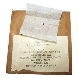 OEM Waltham Watch Co. Aircraft Clock Balance Jewel Type A13A DA-19-020-ORD-3586 - Foto 1 di 3