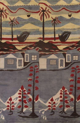 Alfombras de lana marroquí abstractas anudadas a mano de lujo para sala de estar 9x12 pies Foto 1 de 4