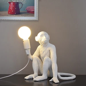 Modern Sit Monkey Desk Light Table Lamp Resin Bedroom Light Fixture Home Decor - Picture 1 of 12