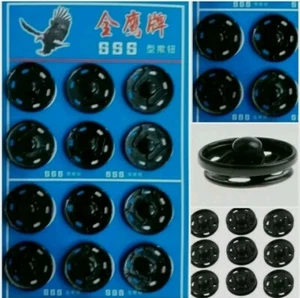 Large 12Pcs 20mm Black Press Stud Metal Studs Snap Fastener Sewing Titch Button - Picture 1 of 7