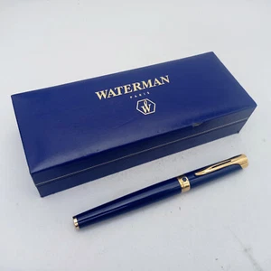 WATERMAN L'ETALON INDIGO BLUE LACQUER ROLLERBALL PEN STUNNING VINTAGE 90s BOXED - Picture 1 of 9
