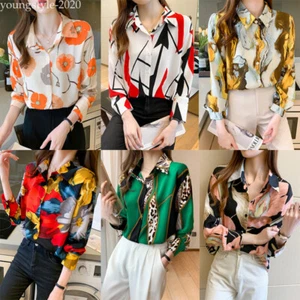 Camicia top donna elegante moda floreale OL casual carriera business ufficio camicetta - Foto 1 di 86