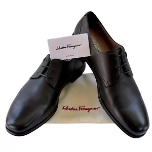 Ferragamo SPENCER Leather 11 D Plain Toe Gancini Oxford Men's Black Shoes - Picture 1 of 5