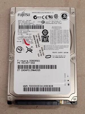 Fujitsu 160Gb MHW2160BJ G2 HDD 00808921 451457-002 Hard Drive - Image 1 of 2