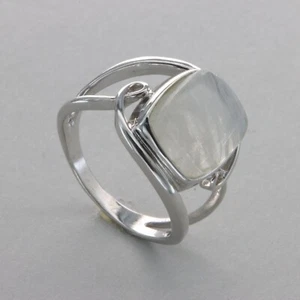 Square / Rectangle Rainbow MOONSTONE Ring - 925 STERLING SILVER #115e - Picture 1 of 12