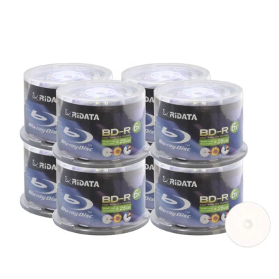 400 Ridata 6X BD-R 25GB Blu-ray White Inkjet Hub Printable Recordable Blank Disc - Image 1 of 3