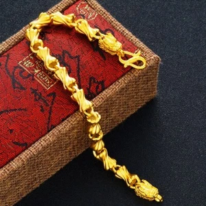 Men's Brave Troops 22K 23K 24K Thai Baht Yellow Gold Gp Necklace Bracelet - Picture 1 of 7