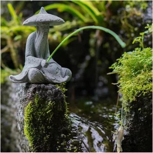 Mini Fisherman Figurine Sandstone Asian Aquarium Decorations Japanese Garden ... - Picture 1 of 6