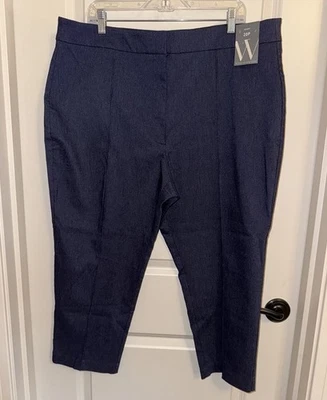 $54 Nuevo con etiquetas Pantalones al Tobillo WORTHINGTON "Patrón Azul Marino" Azul Marino FELLADOS ~Talla 20P Petite Foto 1 de 4