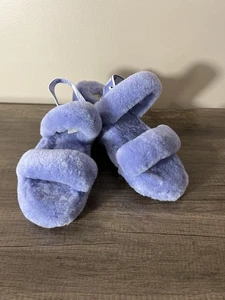 Sandalias UGG para mujer Oh Yeah difusas púrpura claro punta abierta planas con tira trasera talla 11 - Imagen 1 de 11