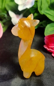 2.5" 32g Cute A+ Golden Healer Quartz Alpaca Llama Crystal Stone Carving - Picture 1 of 10