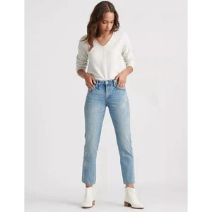 LUCKY BRAND SIENNA SLIM EMBROIDERED FLORAL BOYFRIEND JEAN NWOT SIZE 00/24 - Picture 1 of 8