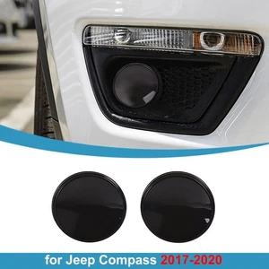 Exterior Front Fog Light Lamp Cover Trim for Jeep Compass 2017-2020 Smoked Black - Picture 1 of 13