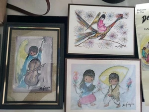 3 De Grazia Art Pieces One Framed. Very Nice Items - Picture 1 of 5