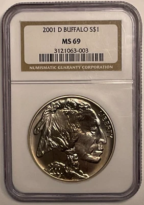 2001-D US S$1 Buffalo Commemorative Silver Dollar NGC MS69 - Image 1 of 4