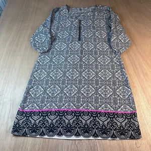 A New Day Black White Print 3/4 Sleeve Tunic Dress Women’s S - Picture 1 of 3