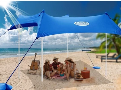 UMARDOO 10x10FT Beach Tent Canopy Sun Shade UPF50+ Portable Shelter w/ Carry Bag - Image 1 of 4