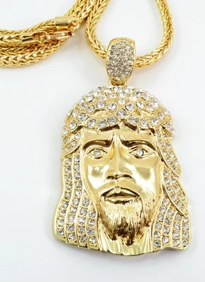 Pingente de ouro hip hop Jesus corrente Franco 36 polegadas 01 - Imagem 1 de 4