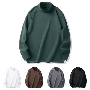 Casual Men Half Turtleneck Inner Layer Long Sleeve Top Loose Fit for Daily Wear - Picture 1 of 20