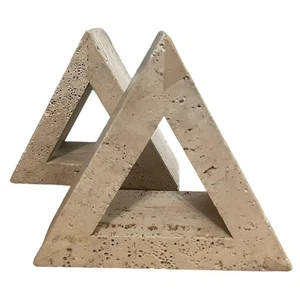 COPPIA Fermalibri Triangolo Delta Pietra Travertino Arredamento Casa Interior Design Naturale - Foto 1 di 10