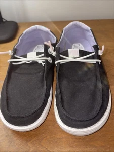 Hey Dude Wendy Girls Size J2 Black Purple - Picture 1 of 5