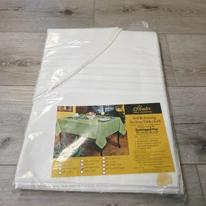 Vtg Sleater White Scotchgard-Plus Oval No Iron Tablecloth Table Cover Cloth - Picture 1 of 5