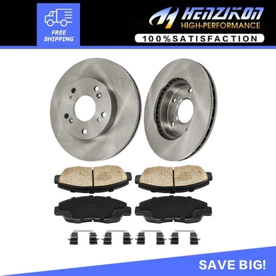 Rotores de freio dianteiro + pastilhas de freio de cerâmica ajuste 2006 - 2009 2010 2011 Honda Civic - Imagem 1 de 4