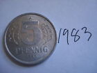 Allemagne de l'Est RDA RDA 5 pfennigs 1983 pièce monnaie billet communiste