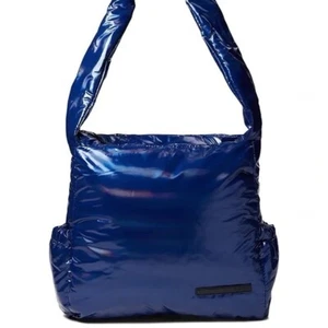 NWT RARE Tahari Bardot Hobo Metallic NavyBlue Puffer Shoulder Bag Recycled Zip - Picture 1 of 5