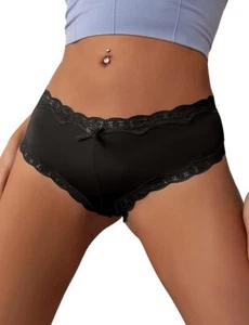 ohyeahldy Women's Lace Satin Panties Ladies Stretchy Low Rise Black Size 20-22 - Picture 1 of 5