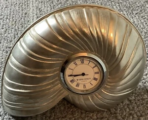 Kirk Stieff Pewter Nautilus Seashell Desk Clock, Vintage, Quartz, Needs Battery - Picture 1 of 5