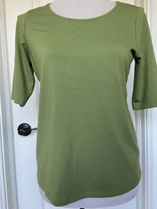 Nuevo con etiquetas $78 Camiseta deportiva de Eileen Fisher cuello de joya camiseta verde S - Imagen 1 de 4