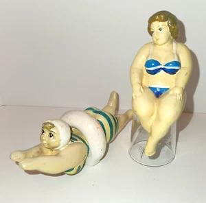 Pair (2) Vintage Chalkware Swimming Beauties Made in Philippines VGC Retro - Picture 1 of 5