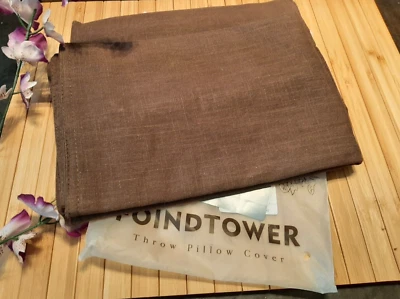 Pair  ~  Foindtower Flange Linen Pillow Covers ~ Brown ~ 20x20  New ~ #J34 - Image 1 of 4