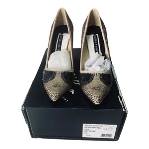 Alice + Olivia Dina Crystal Face High Heel Pumps NEW Damaged Box $395 Novelty - Picture 1 of 9