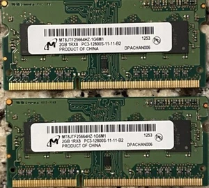 Micron 4GB (2x2GB) PC3-12800S DDR3 SODIMM Laptop Memory RAM MT8JTF25664HZ-1G6M1 - Picture 1 of 2