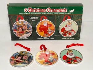 Vintage 1985 Norman Rockwell Museum 6 Porzellan Weihnachtsschmuck mit 24 Kt Goldrand - Bild 1 von 11
