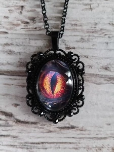 Custom Made Fantasy Yellow Dragon Eye Necklace - Picture 1 of 9